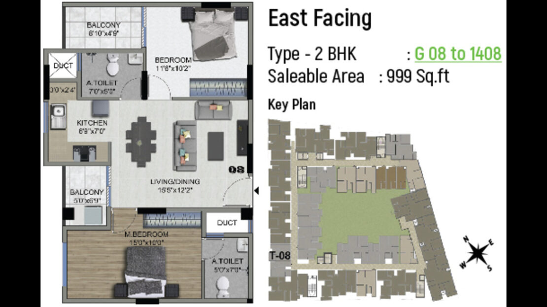 2 BHK Floor Plan | Sowparnika Columns Ready to move